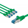 Goobay CAT 6A patch-kaabel, S/FTP (PiMF), 3 m, roheline, vaskjuht (CU), 5 tk