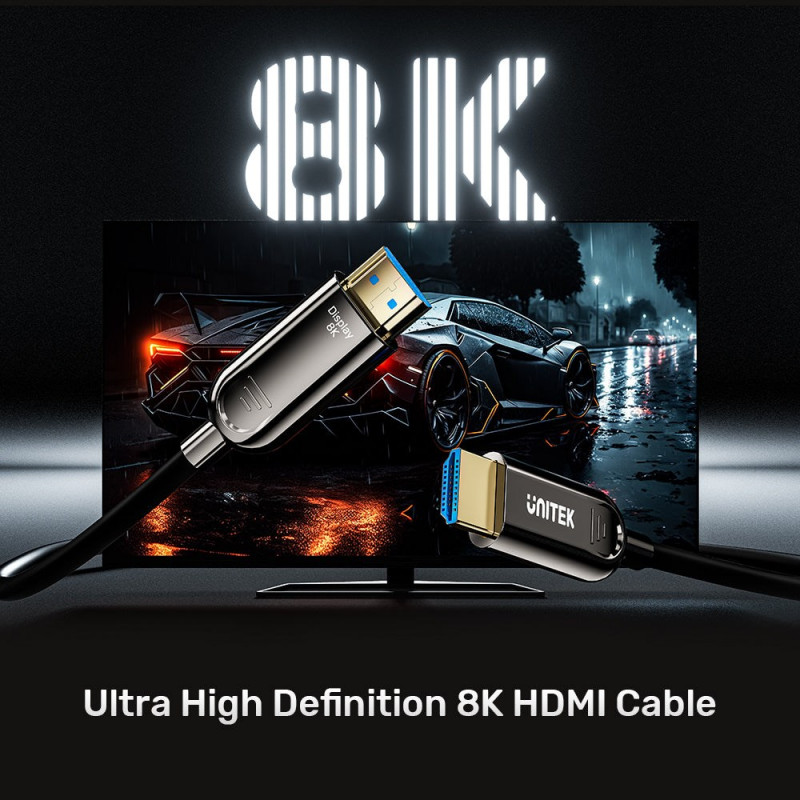 Unitek C11085GY01-50M optiline HDMI-kaabel, 50 m, 8K @ 60 Hz