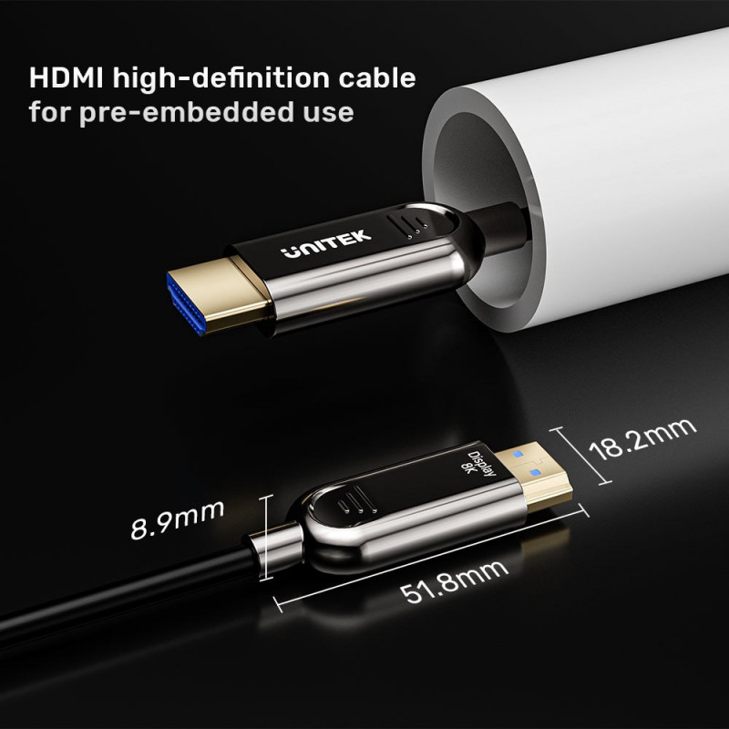 Unitek C11085GY01-50M optiline HDMI-kaabel, 50 m, 8K @ 60 Hz