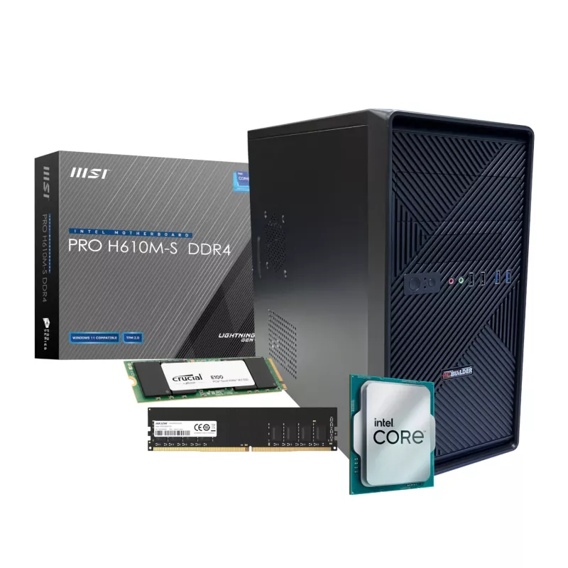 PCBUiLDER HOME MASTER lauaarvuti, Intel Core i3-14100, 8 GB DDR4, 480 GB M.2 NVMe SSD, Windows 11 Home