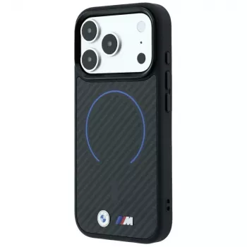 BMW M Kevlar Blue Print Ring MetalLogo MagSafe ümbris iPhone 18 Pro Max / 17 Pro Max telefonile, must