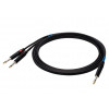 SSQ JSJM1 SS-1452 helikaabel, stereo jack – 2x mono jack, 1 m, must