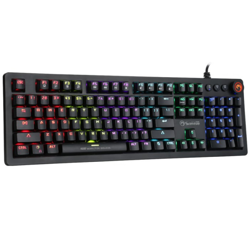 Marvo KG917 mehaaniline mängurklaviatuur, US paigutus, RGB, Jixian Blue lülitid, USB, must