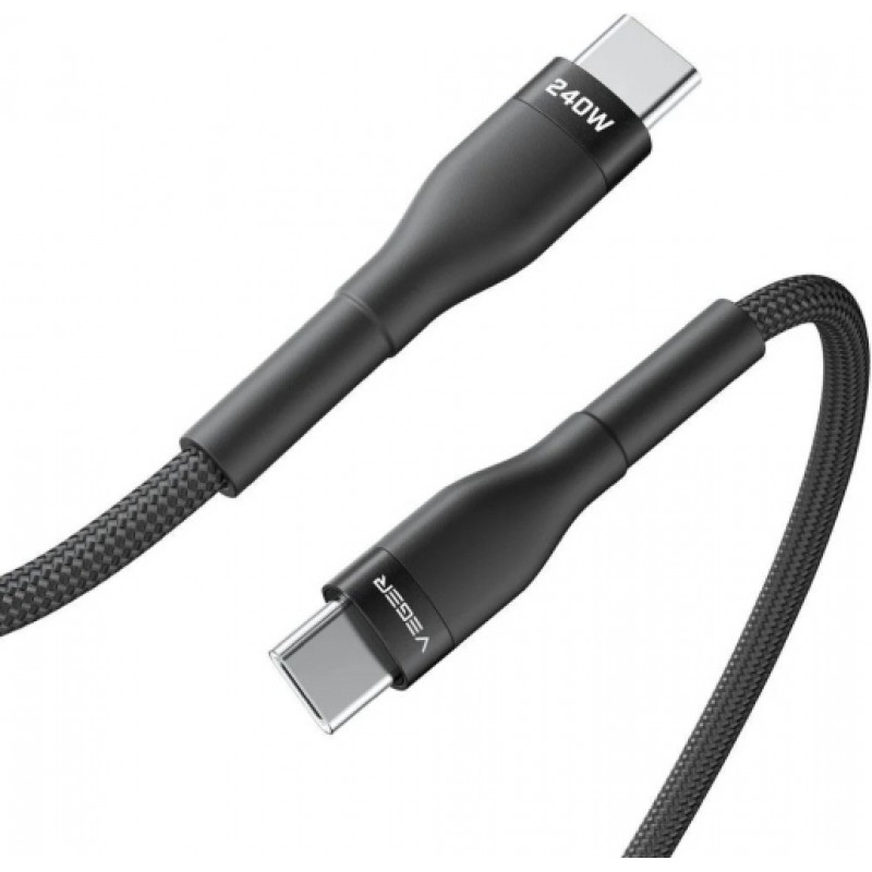 Veger CC03 USB-C–USB-C kaabel, PD 48 V 5 A 240 W, 1,5 m, must