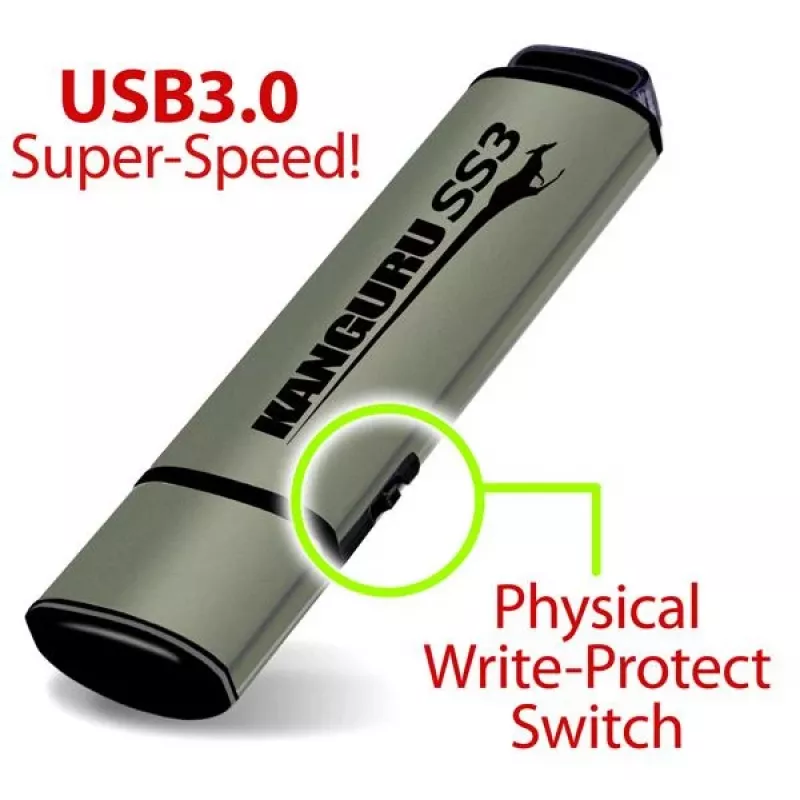 Kanguru SS3 KF3WP-128G USB 3.0 mälupulk, 128 GB, füüsilise kirjutuskaitsega
