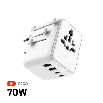 FIXED Voyager70W reisiadapter, valge
