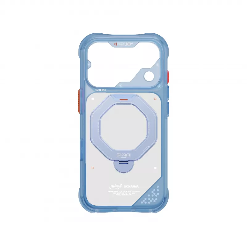 Skinarma Saturn Skin000483 ümbris MagSafe ja RotatingKick Standiga iPhone 18 Pro / 17 Pro jaoks, sinine