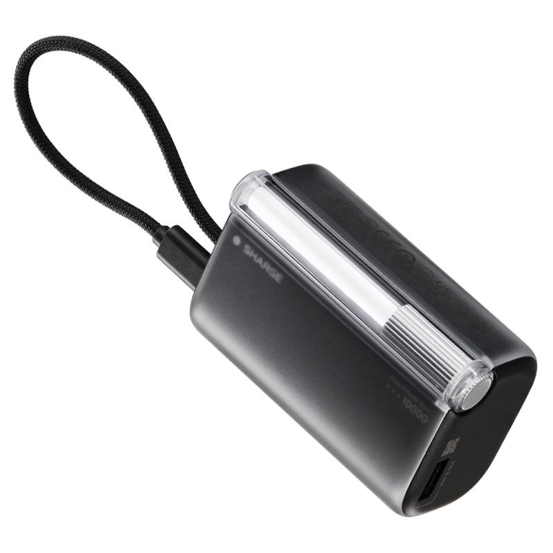 SHARGE Flow 3 akupank, 10 000 mAh, 45 W PD, USB-C kaabel, must