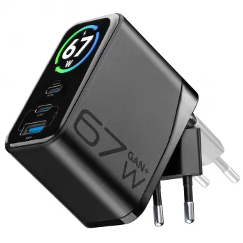 Cellularline TFT Multiport Charger 67 W kiirlaadija, GaN, 2 x USB-C, 1 x USB-A