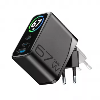 Cellularline TFT Multiport Charger 67 W kiirlaadija, GaN, 2 x USB-C, 1 x USB-A