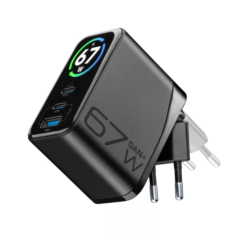 Cellularline TFT Multiport Charger 67 W kiirlaadija, GaN, 2 x USB-C, 1 x USB-A
