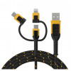 Dewalt DXMA131-1356-DWG USB-kaabel USB-A - USB-C + microUSB + Lightning, 1,8 m, must