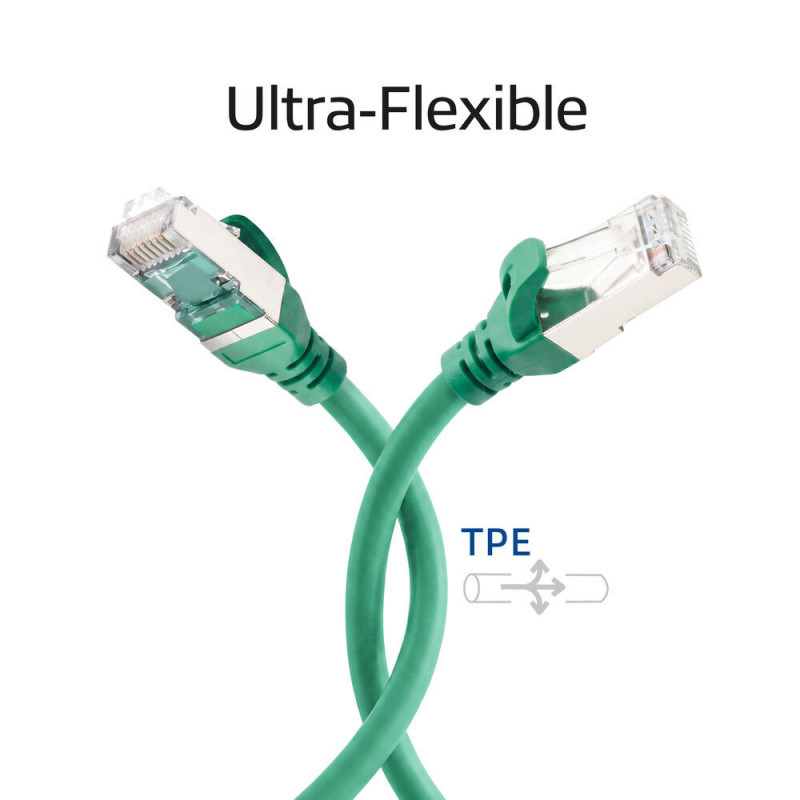 ACT FC2703 S/FTP CAT6A ühenduskaabel, 3 m, TPE, ülipaindlik, takerdumiskindel, RJ45 pistikud, roheline