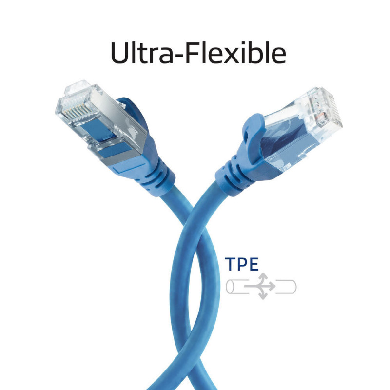 ACT FC1603 U/UTP CAT6A ülipaindlik võrgukaabel, 3 m, TPE, takerdumisvaba RJ45, sinine