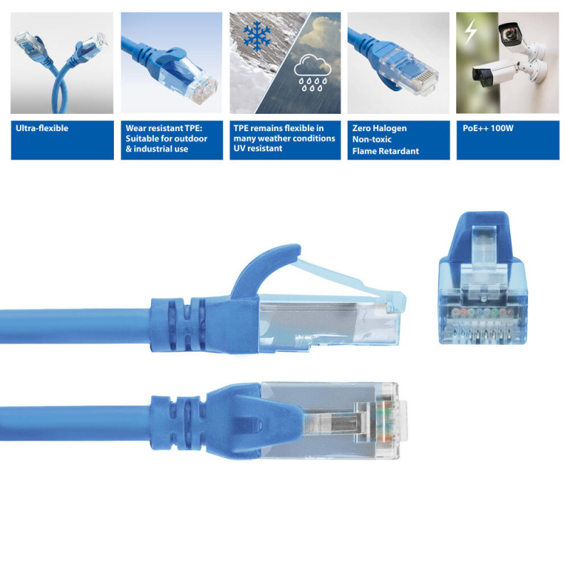 ACT FC1603 U/UTP CAT6A ülipaindlik võrgukaabel, 3 m, TPE, takerdumisvaba RJ45, sinine