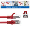ACT FC2552 ülipaindlik CAT6A S/FTP ühenduskaabel, 0,25 m, TPE, RJ45, kinnijäämist takistavate pistikutega, punane
