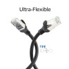 ACT FC2951 ülipaindlik S/FTP CAT6A ühenduskaabel, 1,5 m, TPE, takerdumiskindlate RJ45-pistikutega, must