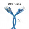 ACT FC1600 ülipaindlik CAT6A U/UTP ühenduskaabel RJ45 pistikutega, 0,5 m, TPE, kinnijäämiskaitsega, sinine