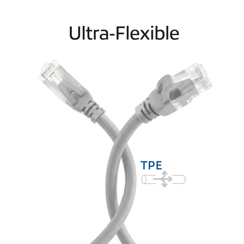 ACT FC1005 ülipaindlik plaasterkaabel, U/UTP CAT6A, TPE, RJ45, 5 m, hall
