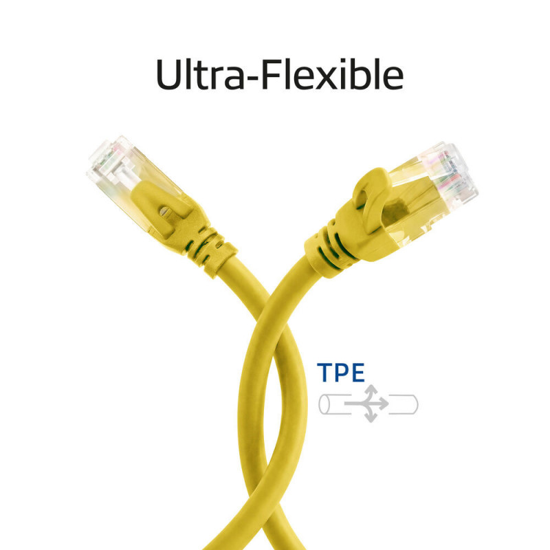 ACT FC1807 U/UTP CAT6A TPE ülipaindlik võrgukaabel RJ45 pistikutega, 7 m, kollane