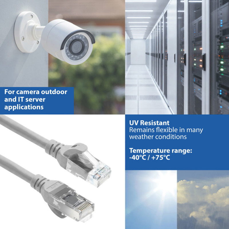 ACT FC1051 U/UTP CAT6A ülipaindlik ühenduskaabel, TPE, lukustikukaitsega, RJ45, 1,5 m, hall