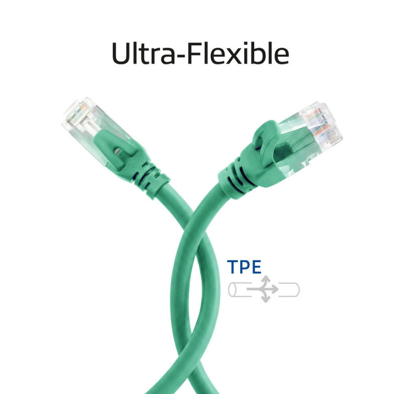 ACT FC1700 U/UTP CAT6A võrgukaabel, TPE, ülipaindlik, RJ45, 0,5 m, roheline