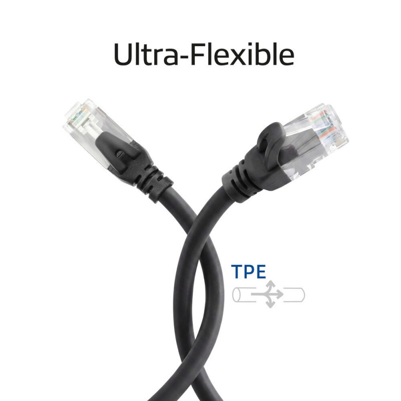 ACT FC1905 CAT6A U/UTP ülipaindlik võrgu ühenduskaabel, 5 m, TPE, takerdumiskindlad RJ45, must