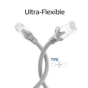 ACT FC2000 CAT6A S/FTP ülipaindlik võrgu ühenduskaabel, 0,5 m, TPE, takerdumiskindlad RJ45, hall