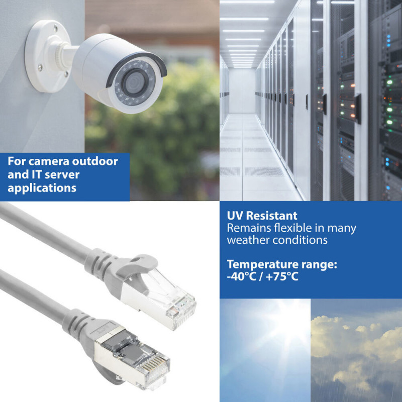 ACT FC2001 CAT6A S/FTP ülipaindlik võrgu ühenduskaabel, 1 m, TPE, takerdumiskindlad RJ45, hall
