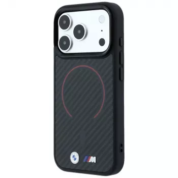 BMW BMW001265 M Kevlar Red Print Ring Metal Logo MagSafe ümbris iPhone 18 Pro / 17 Pro jaoks, must
