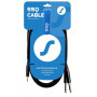 SSQ MIJM3 SS-1815 audiokaabel, 3,5 mm stereo Jack – 2x 6,3 mm mono Jack, 3 m, must