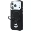 Karl Lagerfeld KF003216 Ring Stand 360 Choupette Head Pin MagSafe ümbris iPhone 18 Pro Max / 17 Pro Max jaoks, must