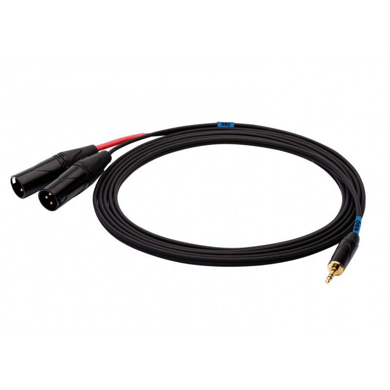 SSQ MIXLR1 SS-1816 helikaabel, 3,5 mm stereo jack – 2x XLR, 1 m, must