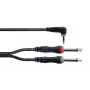 Cordial 14868 heli Y-adapter, 1x 3,5 mm pistik - 2x 6,3 mm pistik (mono), 3 m, must