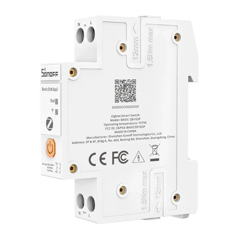 SONOFF BASIC-ZB1GSP Zigbee nutilüliti, DIN-siin, 32 A