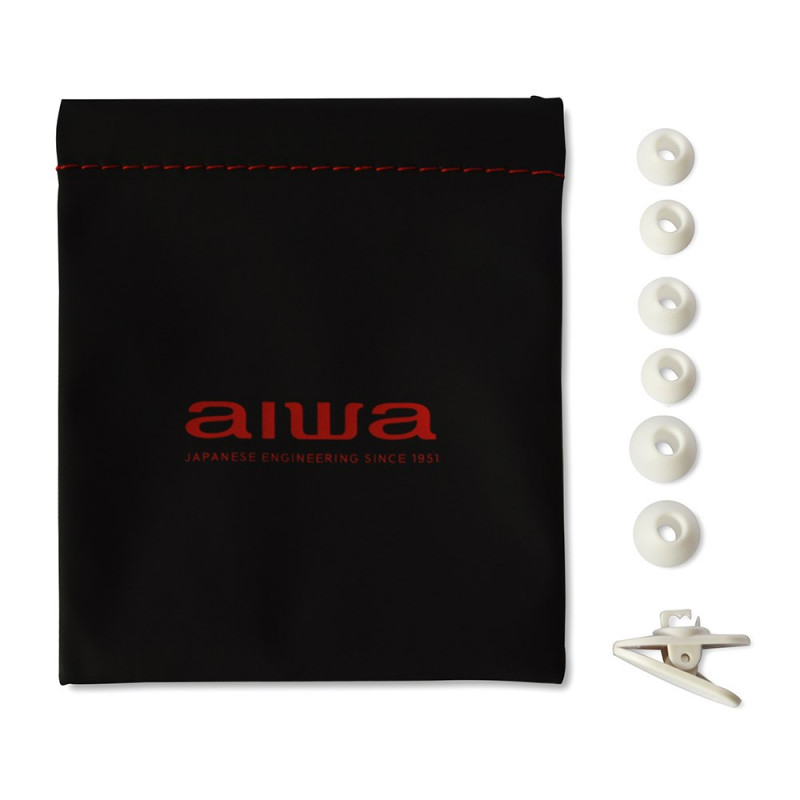 Aiwa ESTM-500W juhtmega kõrvasisesed kõrvaklapid mikrofoniga, 3,5 mm pistik, valge