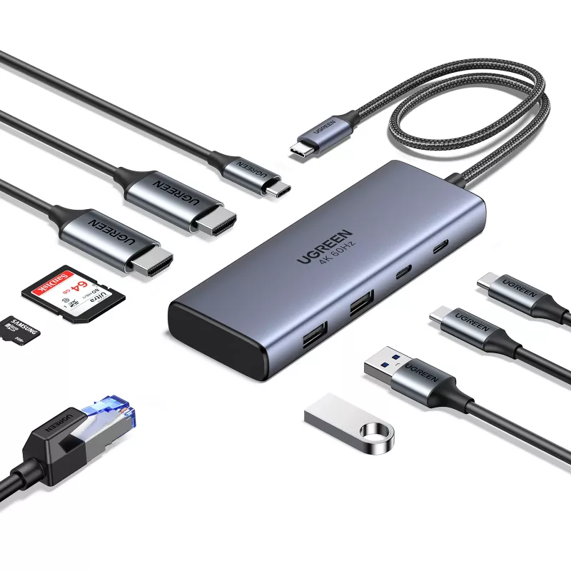 Ugreen CM498 USB jaotur, 1x USB-C PD, 2x USB-C, 2x USB-A 3.2 Gen2 (45379)