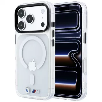 BMW M IML Glossy Metal Logo & Trims MagSafe ümbris iPhone 18 Pro Max / 17 Pro Max jaoks, läbipaistev