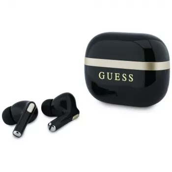 Guess Glossy Gold LinePrinted Classic Logo TWS kõrvaklapid, mustad