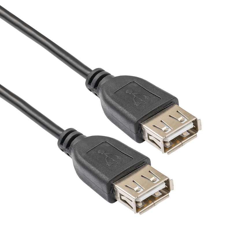 Akyga AK-USB-06 USB 2.0 kaabel, USB-A (emane) / USB-A (emane), 1,8 m, must