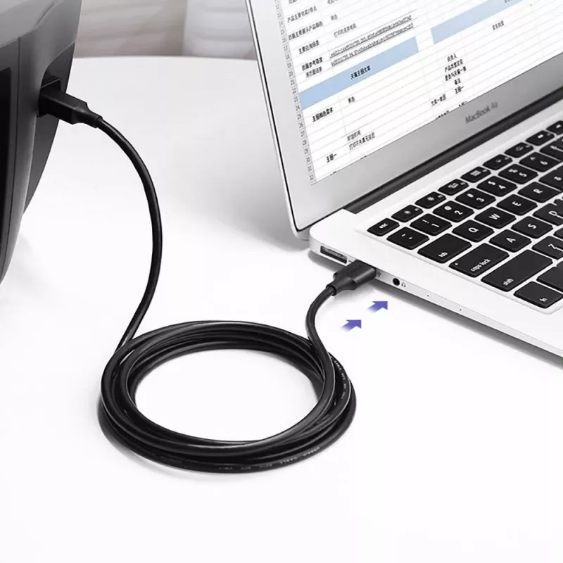 Ugreen US135 USB 2.0 A-B printerikaabel, kullatud, 1 m, must