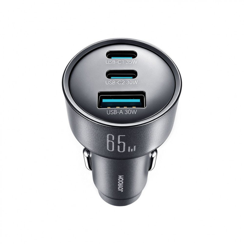 Joyroom JR-CCN19 autolaadija, 65 W, 2x USB-C + USB-A, tumehall