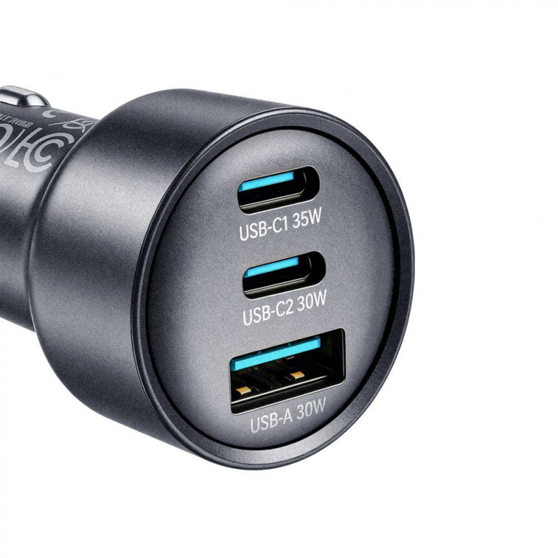 Joyroom JR-CCN19 autolaadija, 65 W, 2x USB-C + USB-A, tumehall