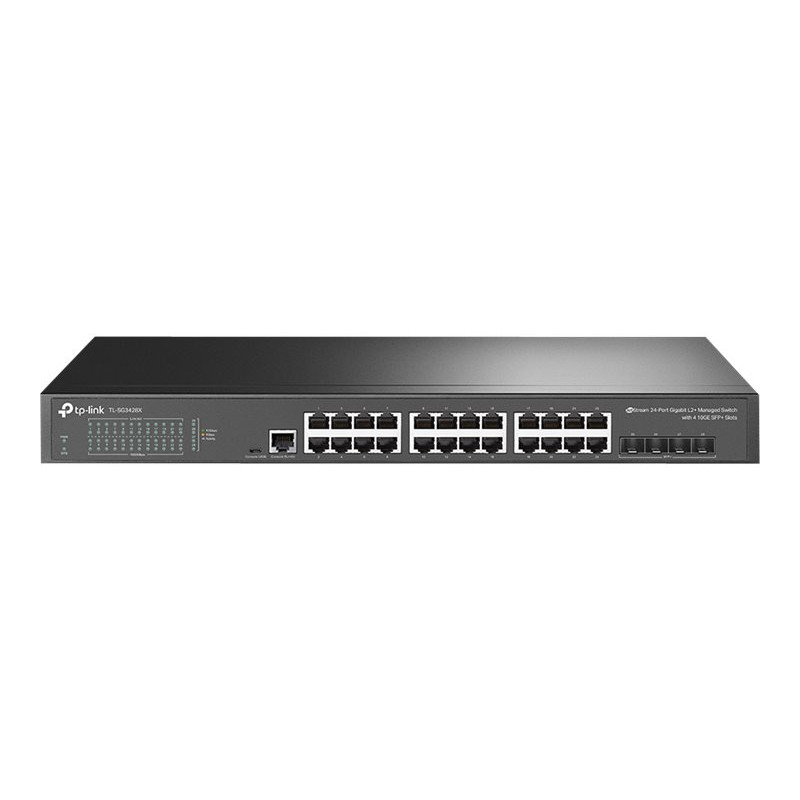 TP-Link SG3428X 24-pordiline 10/100/1000 Mbps hallatav L2+ võrgulüliti, 4 SFP+ porti, riiulipaigaldus