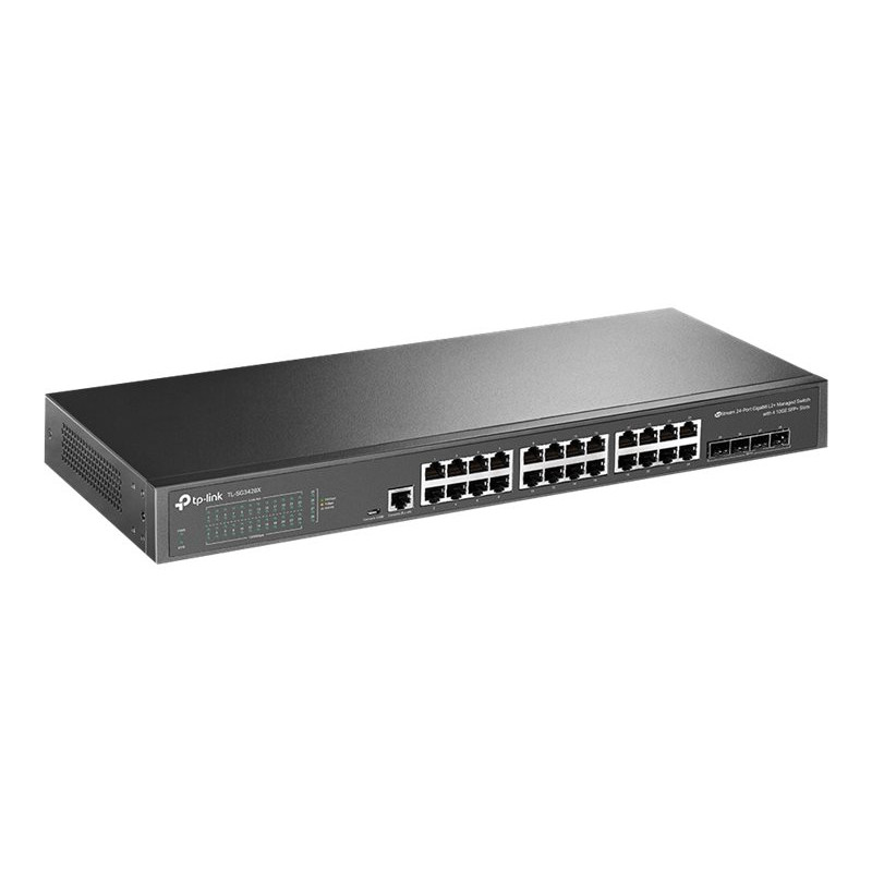 TP-Link SG3428X 24-pordiline 10/100/1000 Mbps hallatav L2+ võrgulüliti, 4 SFP+ porti, riiulipaigaldus