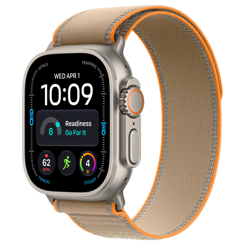 Apple Watch Ultra 4 GPS + Cellular 49 mm nutikell, naturaalsest titaanist korpus, liivavärvi Trail Loop rihm, S/M, MJAJ4QF/A