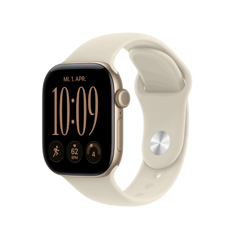 Apple Watch Series 12 GPS + Cellular 42 mm nutikell, helekuldne alumiiniumkorpus, liivavärvi spordirihm, M/L, MJG34ZR/A