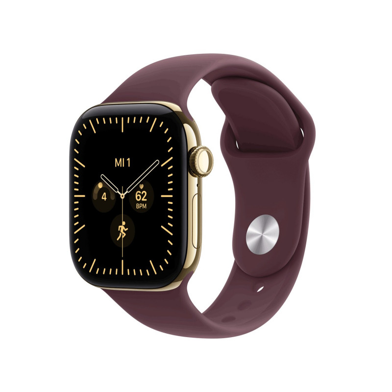 Apple Watch Series 12 GPS + Cellular 42 mm, säravkuldne titaankorpus, bordoopunane spordirihm, M/L