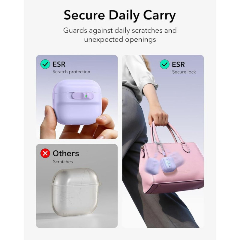 ESR Pulse HaloLock MagSafe ümbris Apple AirPods 4 / 5 jaoks, lavendlililla