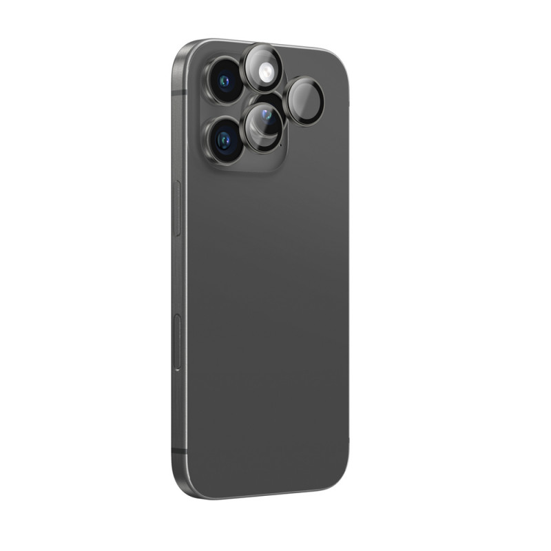 AmazingThing AR Aluminum 3 Lens Glass kaamera objektiivide kaitse raamiga iPhone 16 Pro / 16 Pro Max jaoks, must